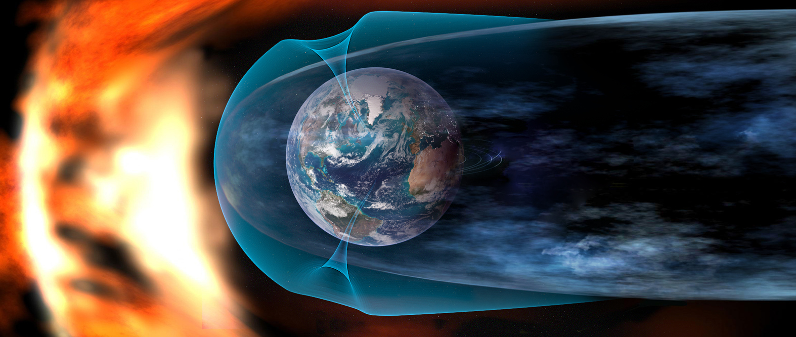 La magnetosfera protege a la Tierra del viento solar.